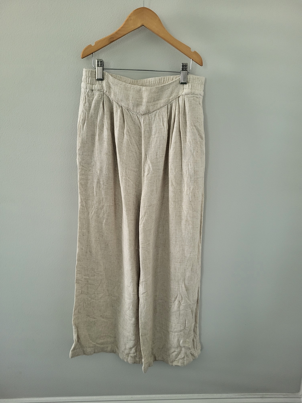 Wide Leg Linen-Blend Pants in Natural